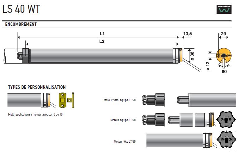 Encombrement LS 40 WT