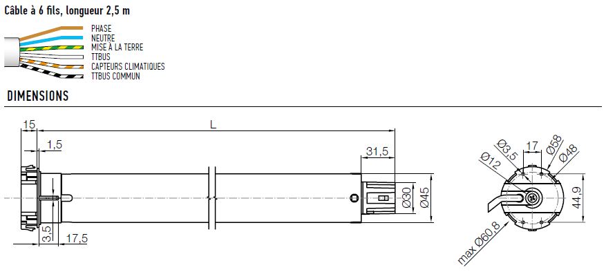 Nice ERA MAT MA - Dimensions moteur