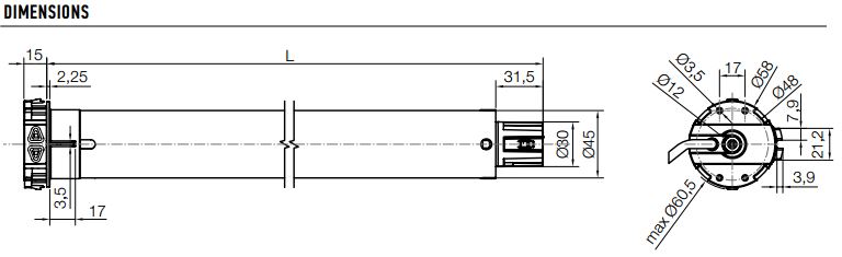 Moteur Nice ERA PLUS (Dimensions)