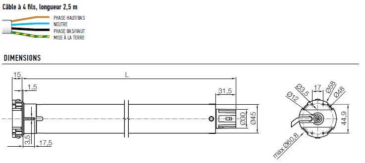 Nice ERA STAR MA - Dimensions moteur